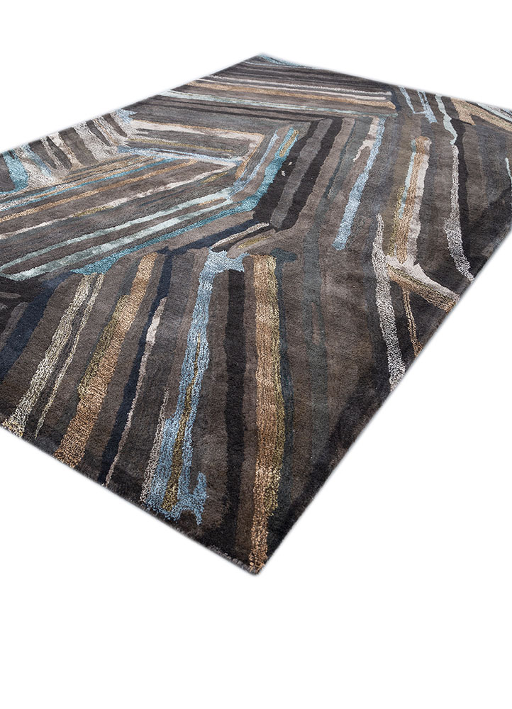 genesis grey and black wool and viscose Hand Tufted Rug - FloorShot