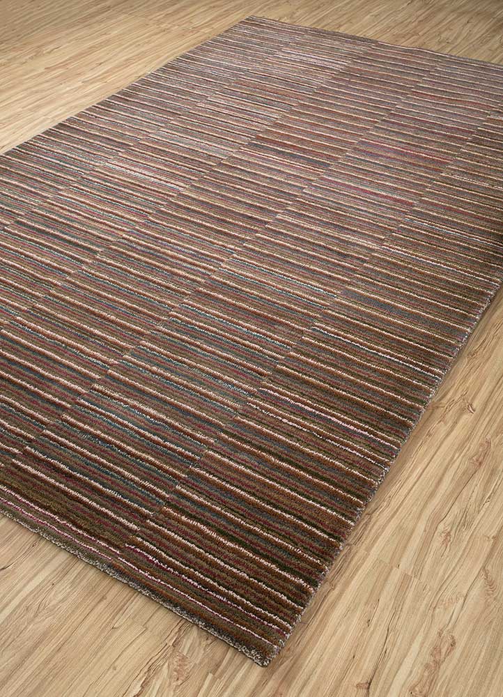 acar beige and brown wool and viscose Hand Tufted Rug - FloorShot