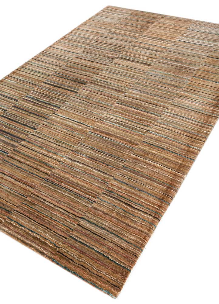 acar beige and brown wool and viscose Hand Tufted Rug - FloorShot