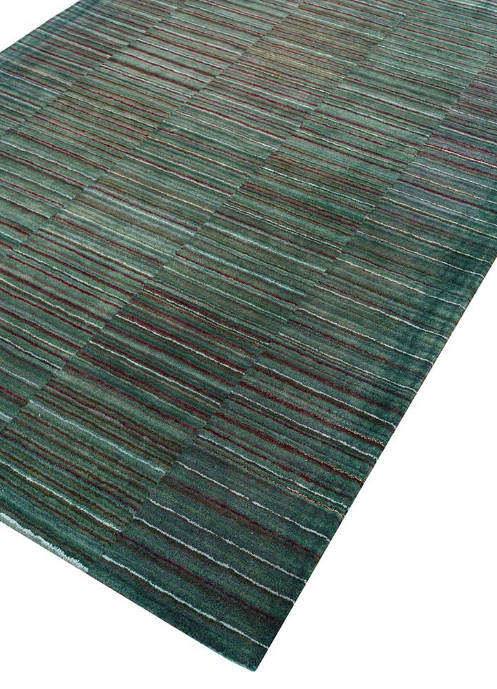 acar green wool and viscose Hand Tufted Rug - FloorShot