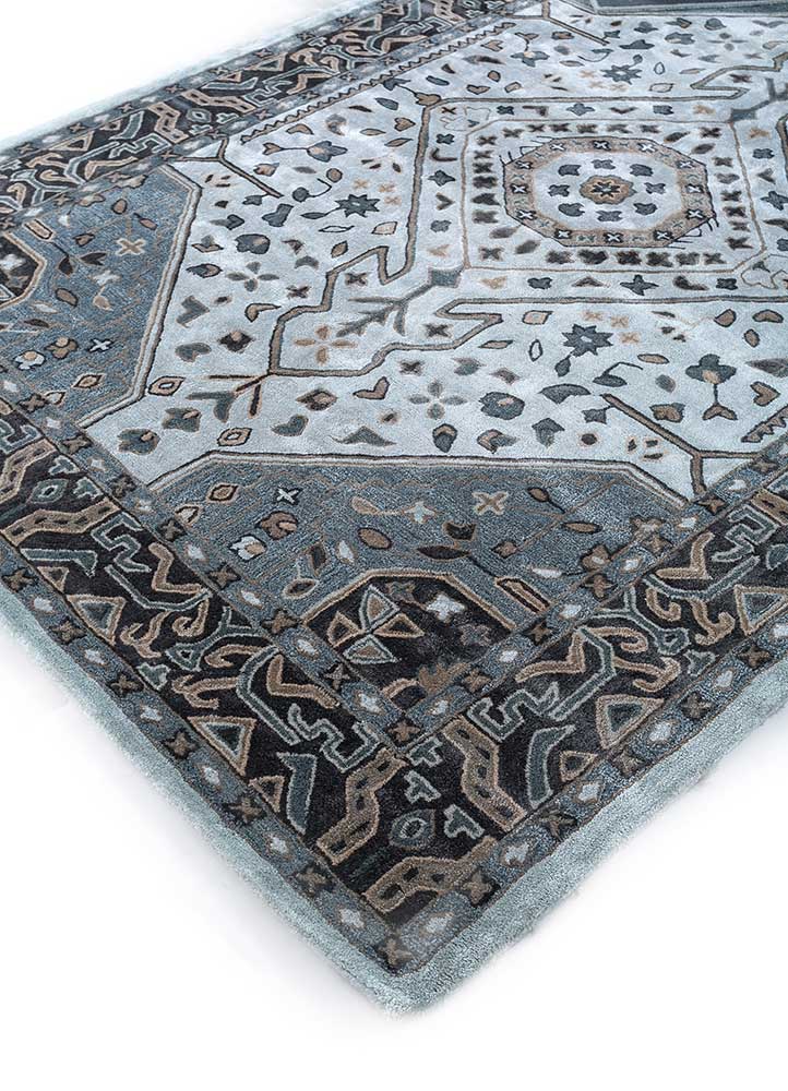 mythos grey and black wool and viscose Hand Tufted Rug - FloorShot