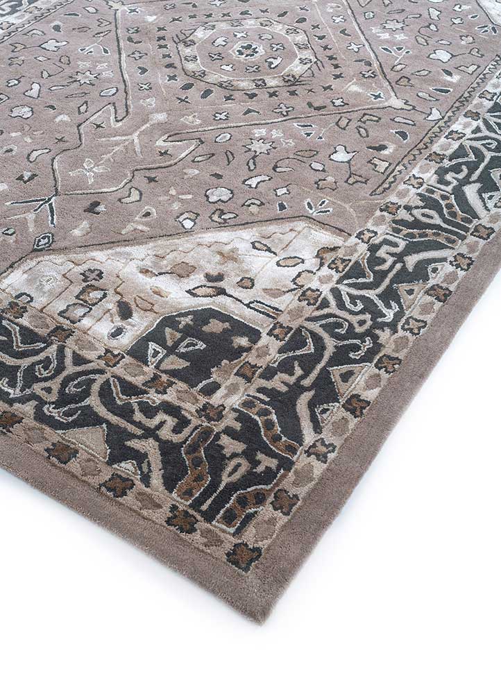 mythos grey and black wool and viscose Hand Tufted Rug - FloorShot