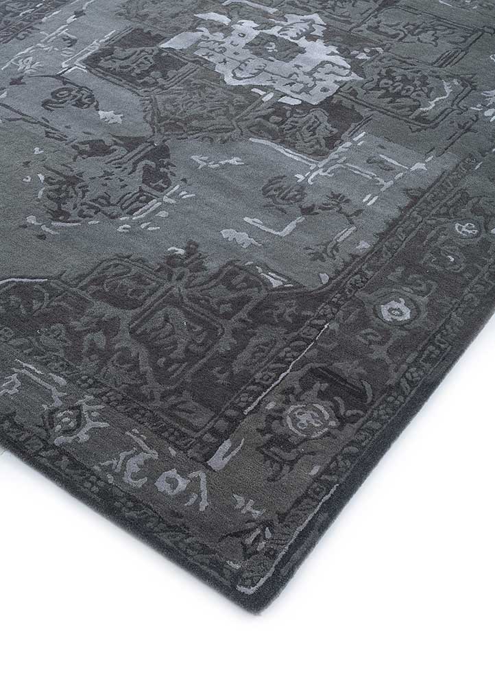 mythos grey and black wool and viscose Hand Tufted Rug - FloorShot