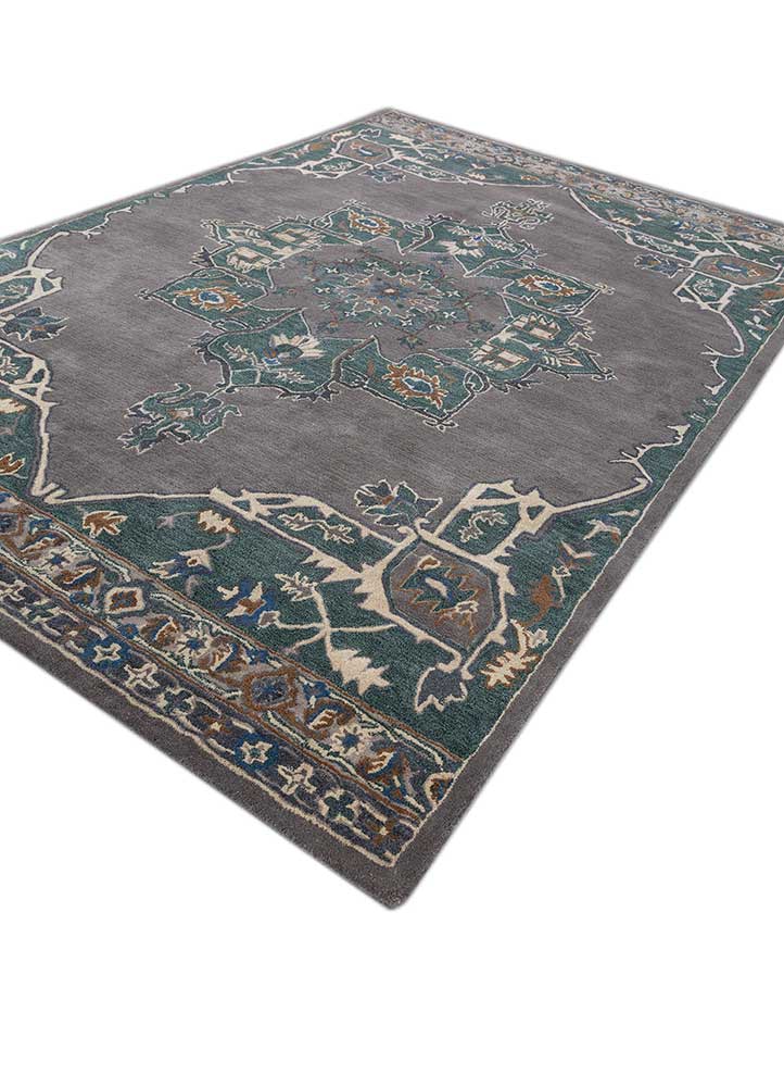 kasbah grey and black wool Hand Tufted Rug - FloorShot