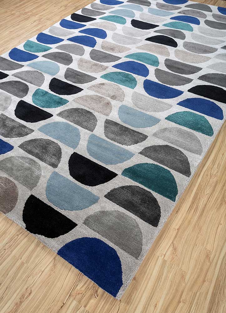 acar blue wool and viscose Hand Tufted Rug - FloorShot
