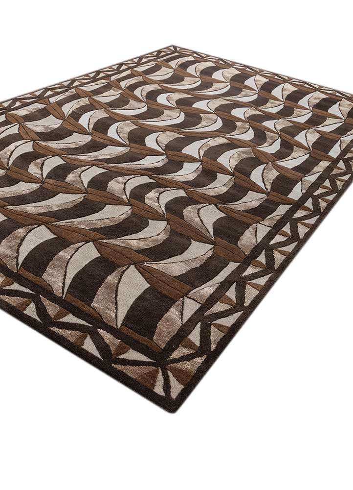 acar beige and brown wool and viscose Hand Tufted Rug - FloorShot