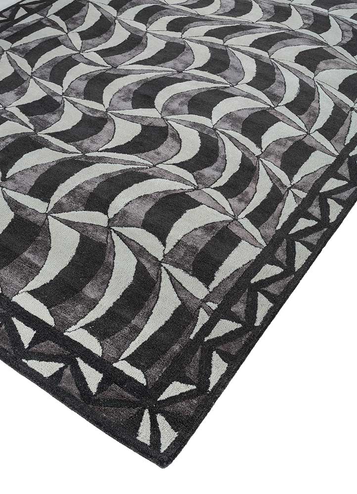 acar grey and black wool and viscose Hand Tufted Rug - FloorShot