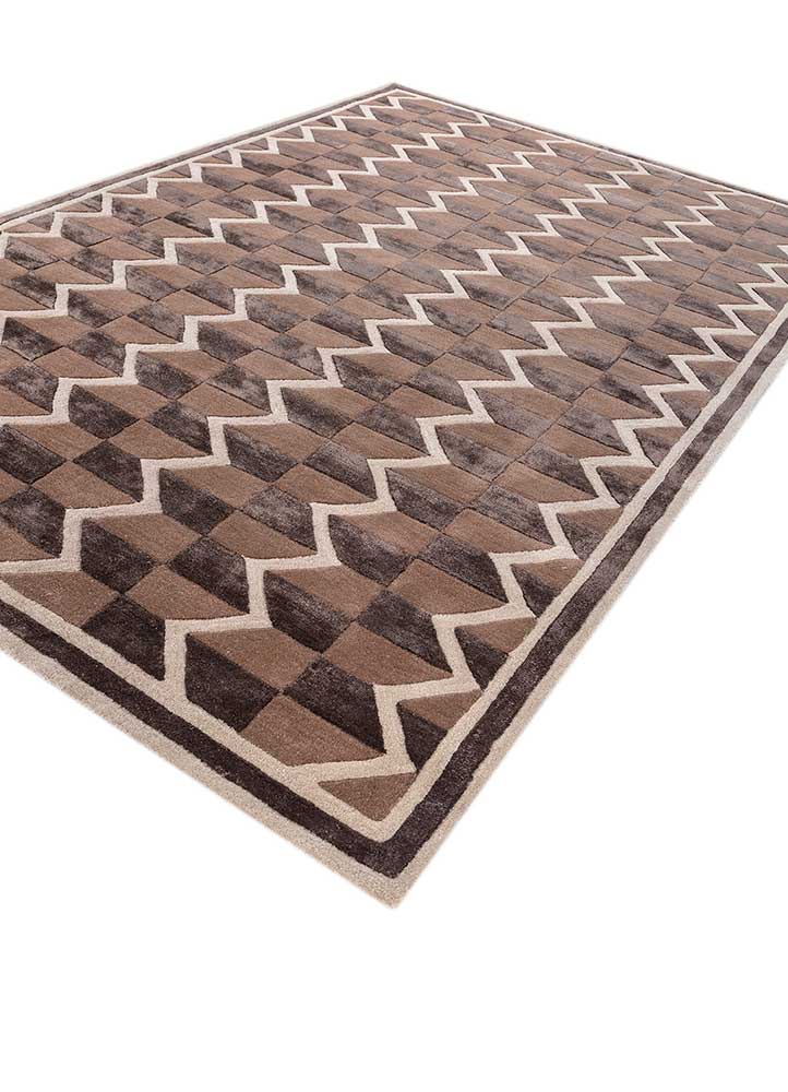 acar beige and brown wool and viscose Hand Tufted Rug - FloorShot