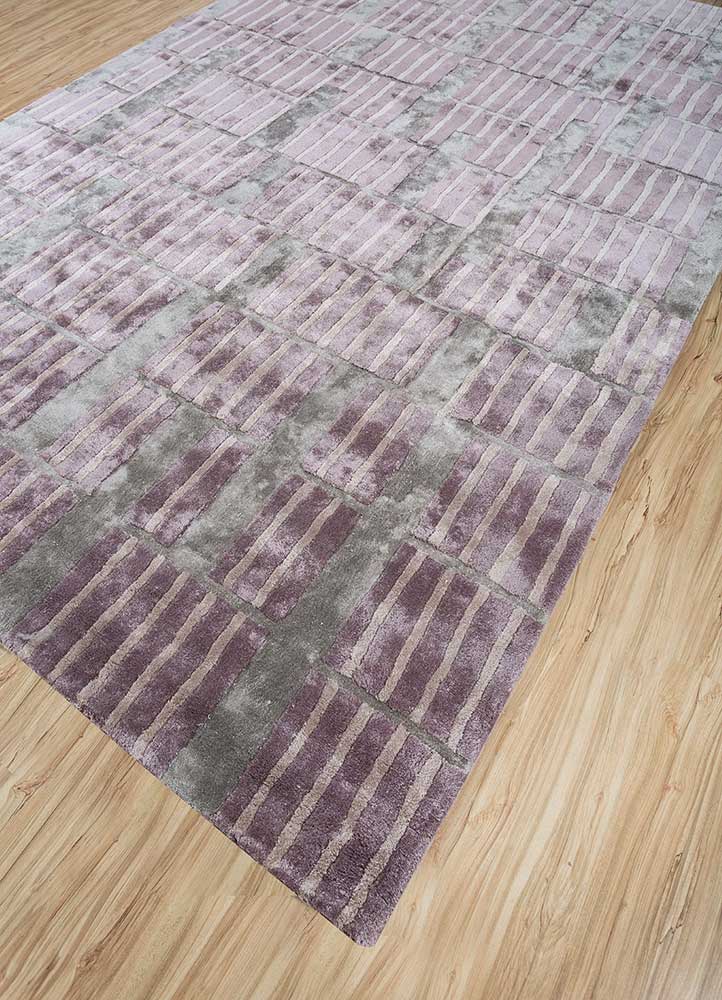 acar pink and purple viscose Hand Tufted Rug - FloorShot