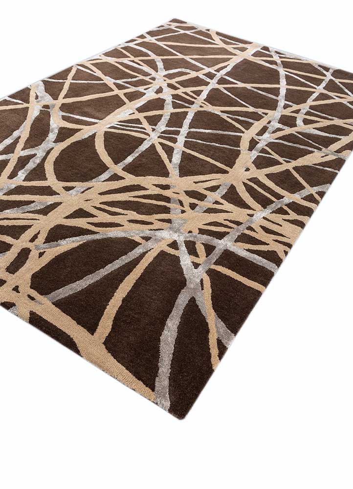 acar beige and brown wool and viscose Hand Tufted Rug - FloorShot