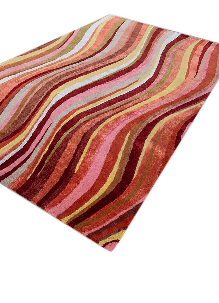 acar red and orange wool and viscose Hand Tufted Rug - FloorShot