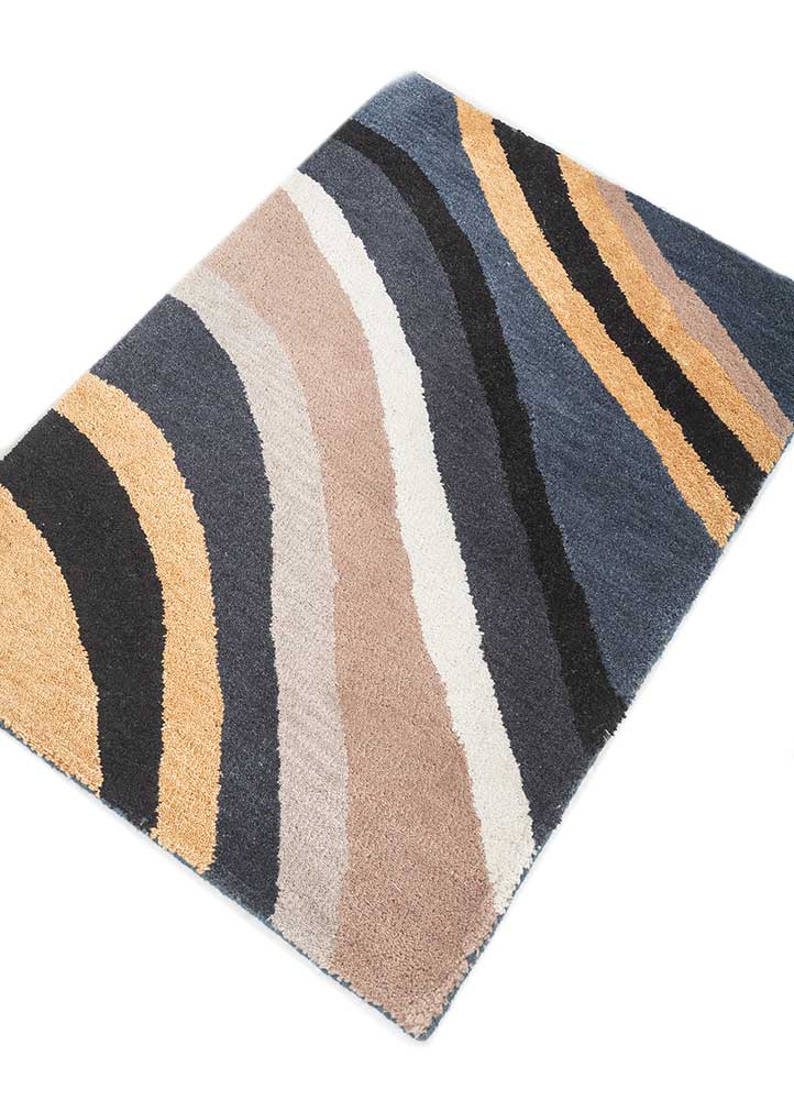 acar blue wool Hand Tufted Rug - FloorShot