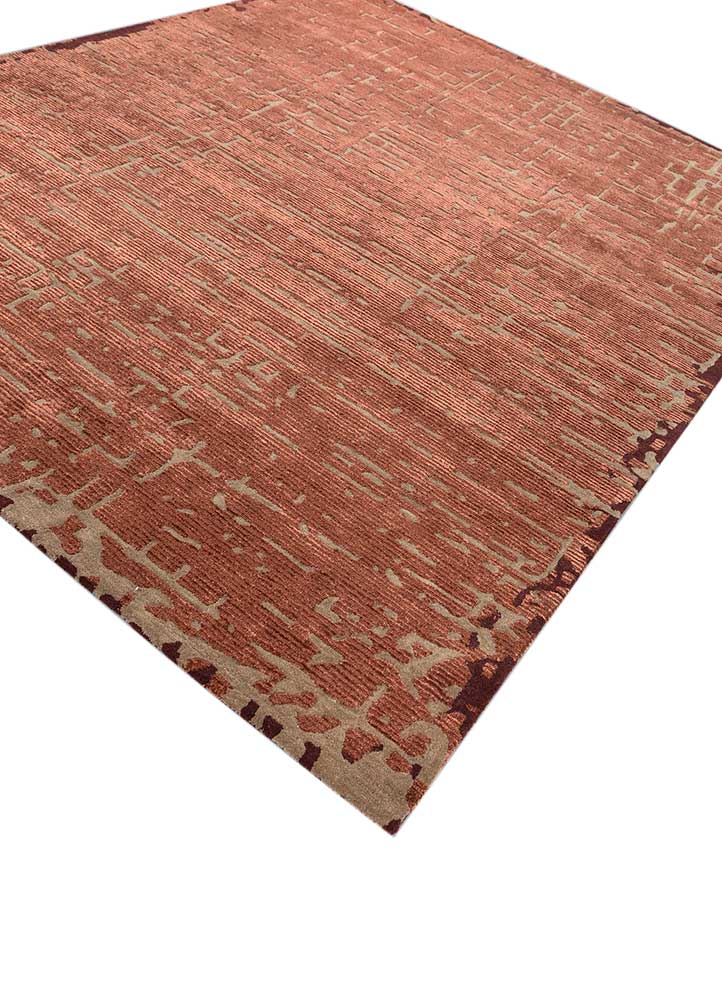 white noise red and orange wool and viscose Hand Tufted Rug - FloorShot