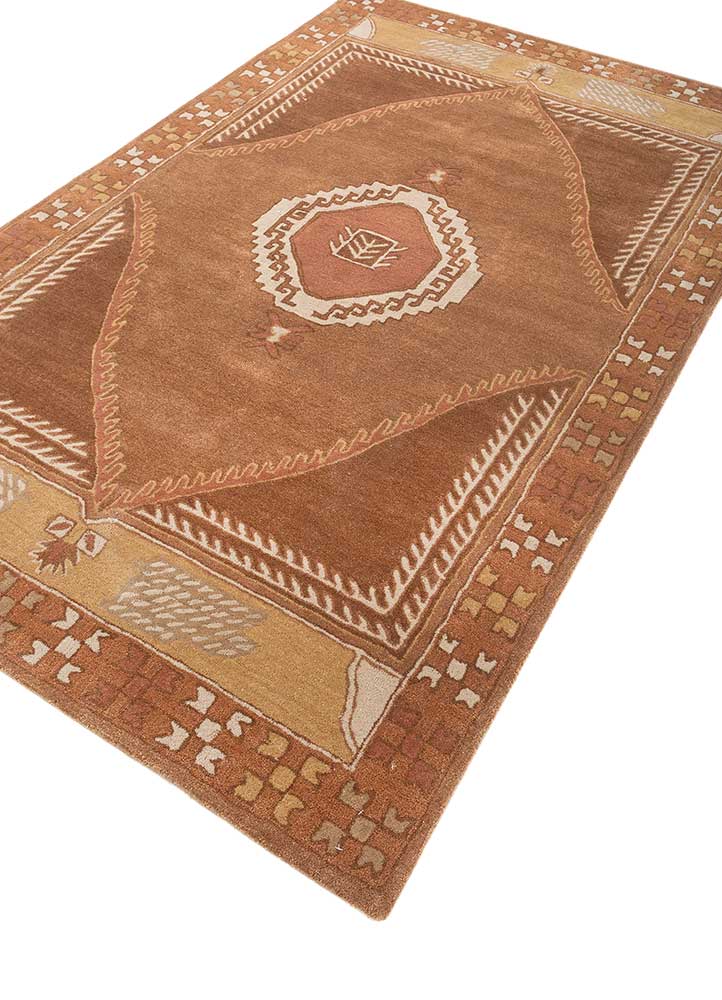 mythos beige and brown wool and viscose Hand Tufted Rug - FloorShot