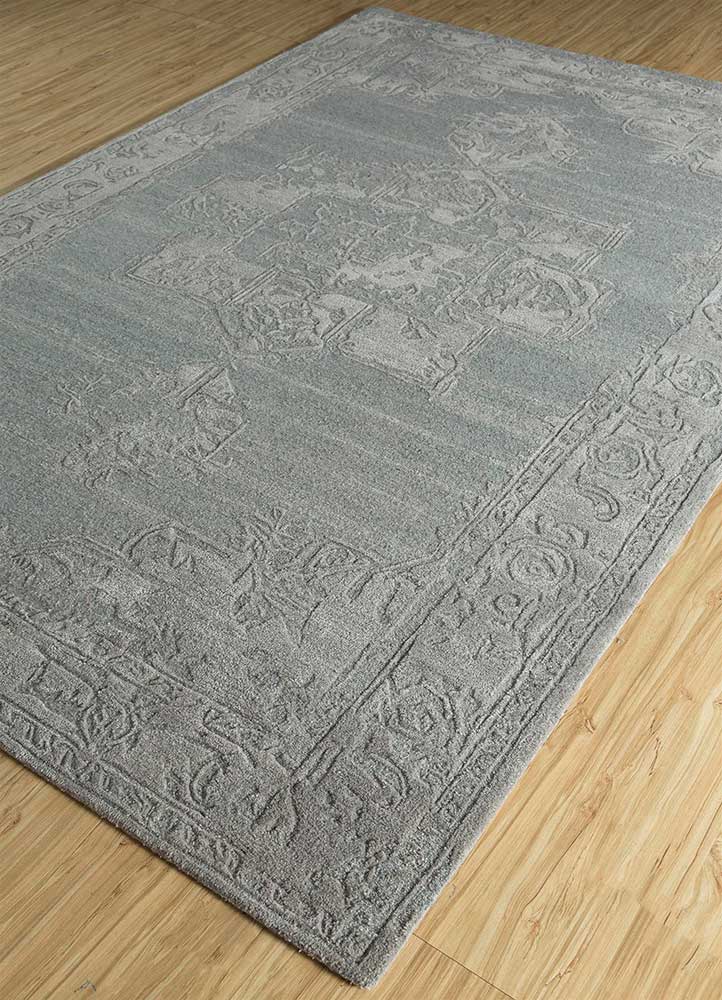 mythos grey and black wool and viscose Hand Tufted Rug - FloorShot