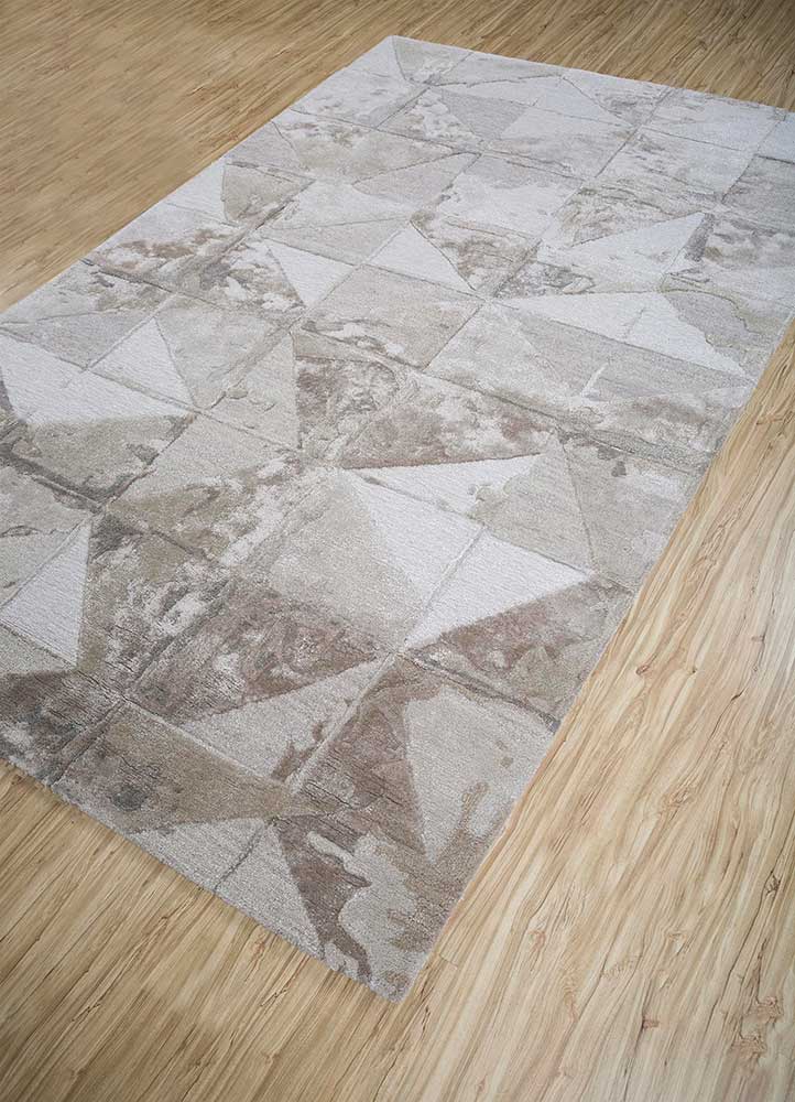 genesis beige and brown wool and viscose Hand Tufted Rug - FloorShot