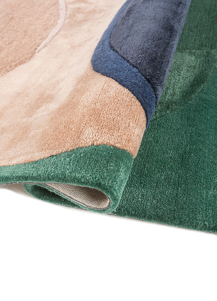 joy green wool and viscose Hand Tufted Rug - FloorShot