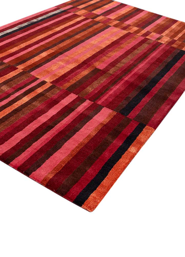 acar red and orange wool and viscose Hand Tufted Rug - FloorShot