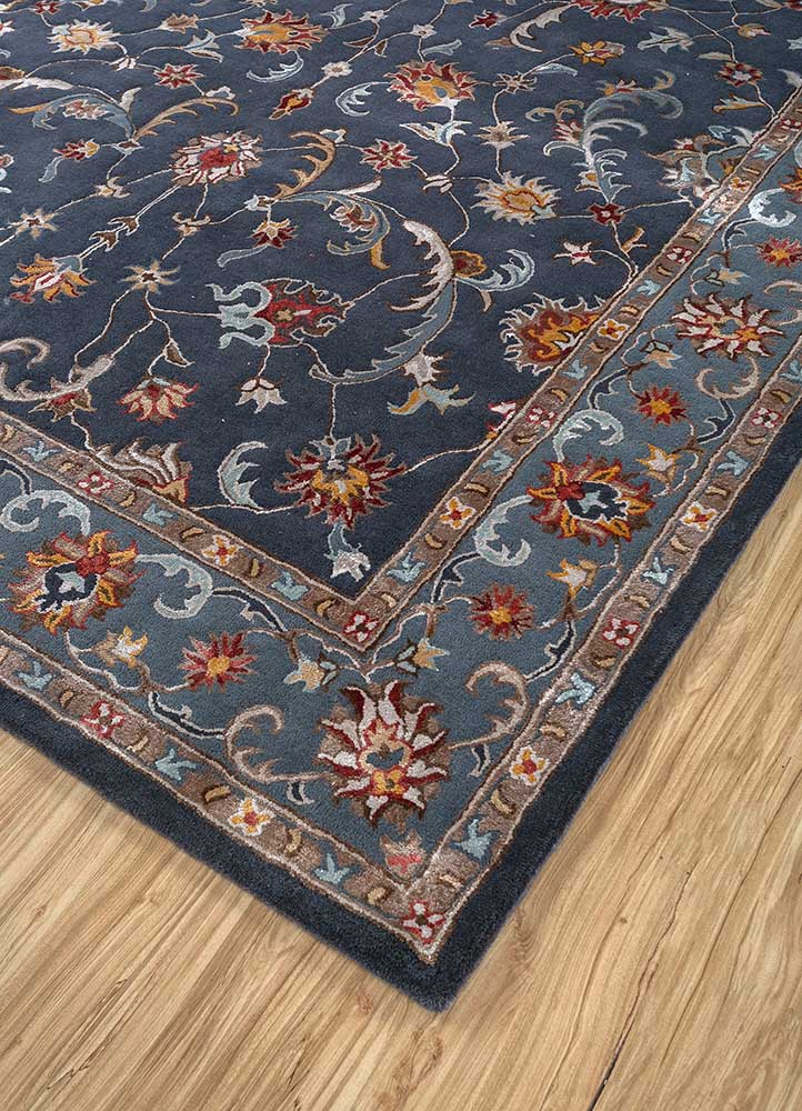 kasbah blue wool and bamboo silk Hand Tufted Rug - FloorShot