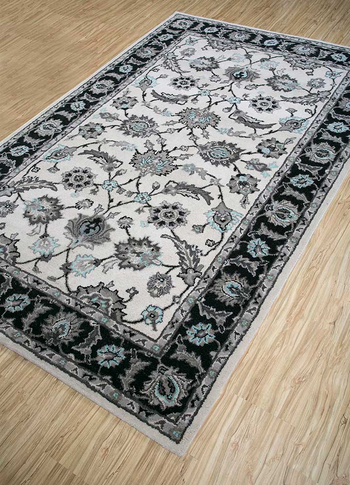 kasbah grey and black wool Hand Tufted Rug - FloorShot