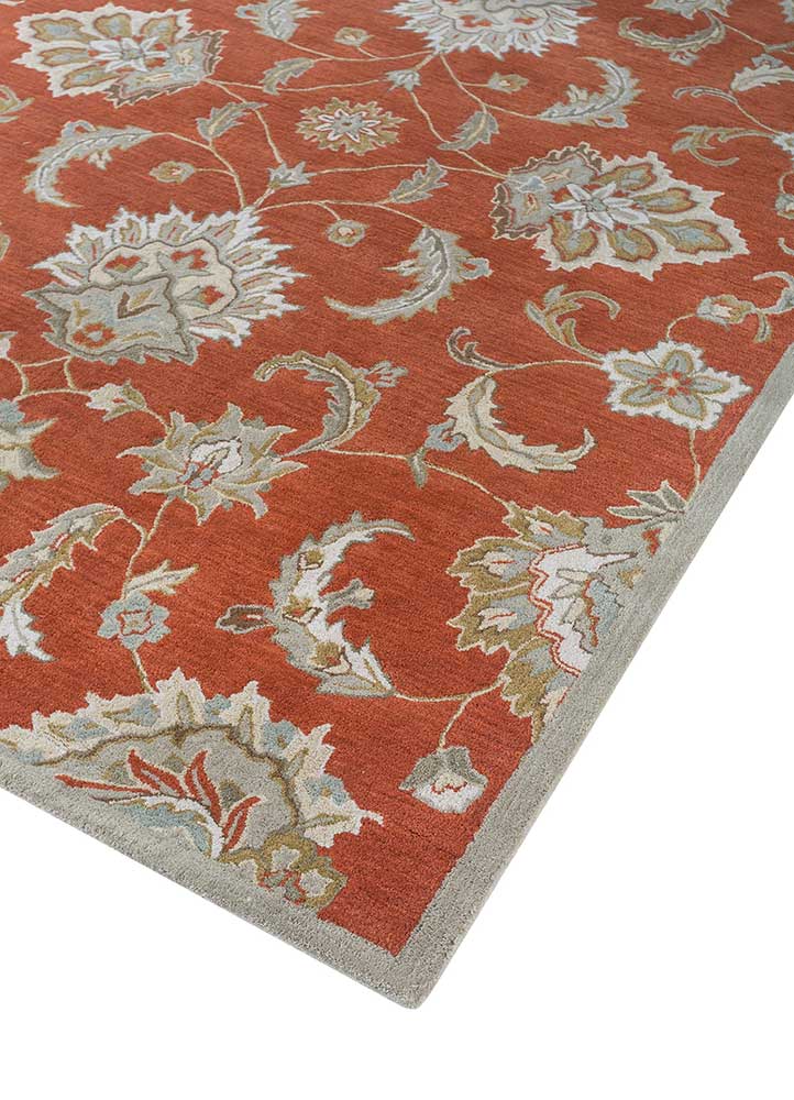 kasbah red and orange wool Hand Tufted Rug - FloorShot