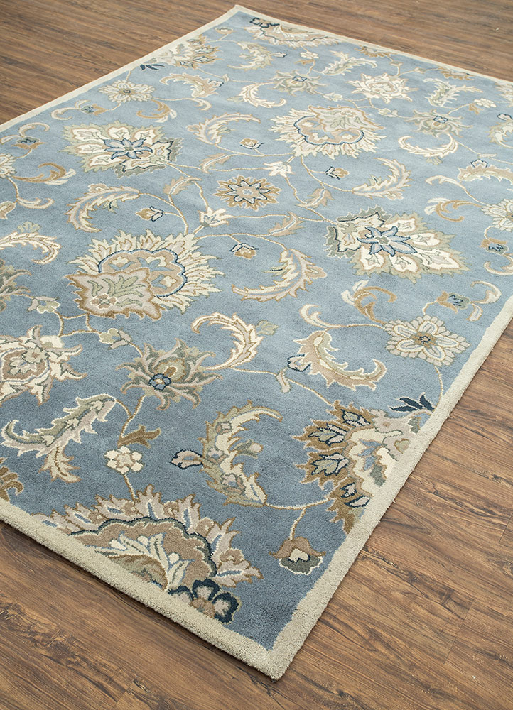 kasbah blue wool Hand Tufted Rug - FloorShot