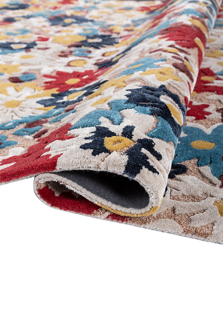 hacienda red and orange wool and viscose Hand Tufted Rug - FloorShot