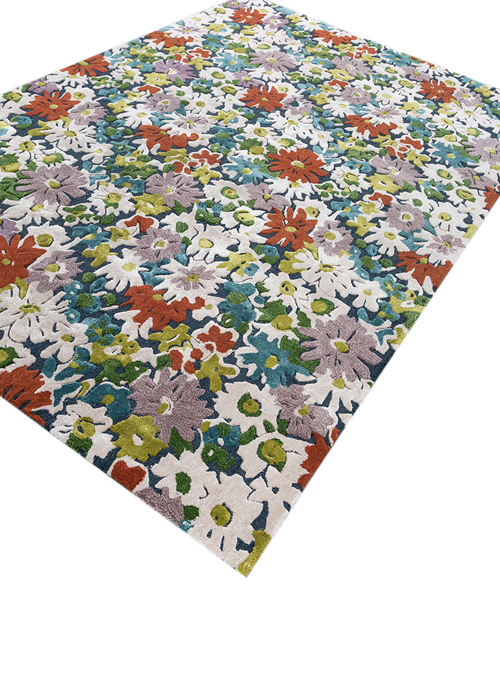 hacienda blue wool and viscose Hand Tufted Rug - FloorShot