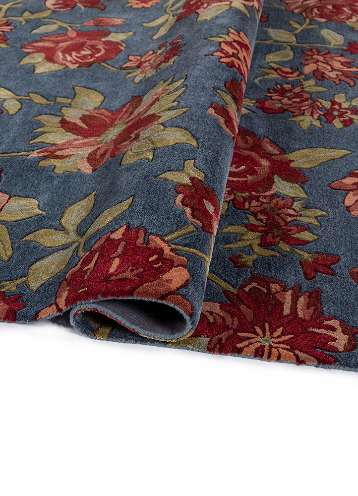 hacienda blue wool and viscose Hand Tufted Rug - FloorShot