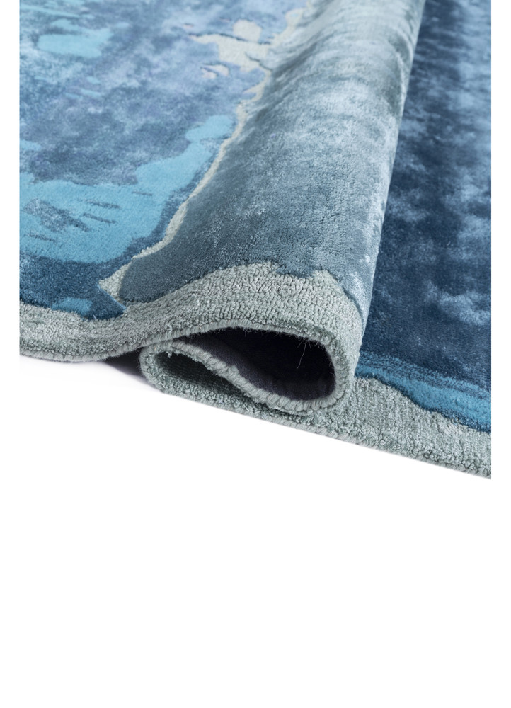 white noise blue wool and viscose Hand Tufted Rug - FloorShot white noise blue wool and viscose Hand Tufted Rug - FloorShot
