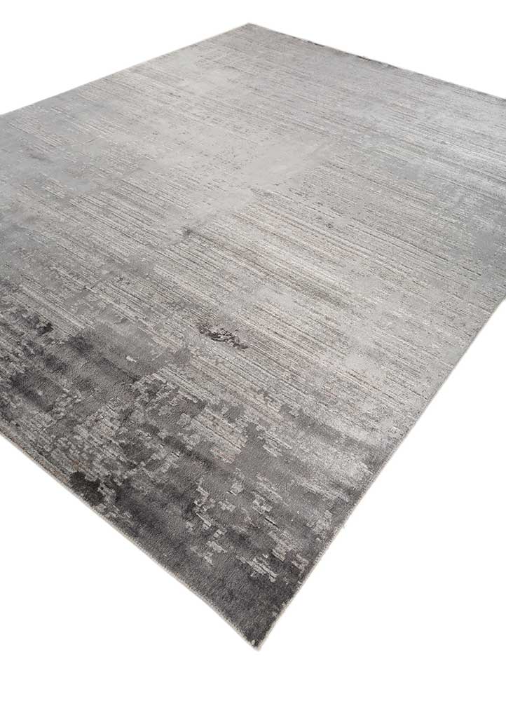 acar grey and black wool and viscose Hand Loom Rug - FloorShot