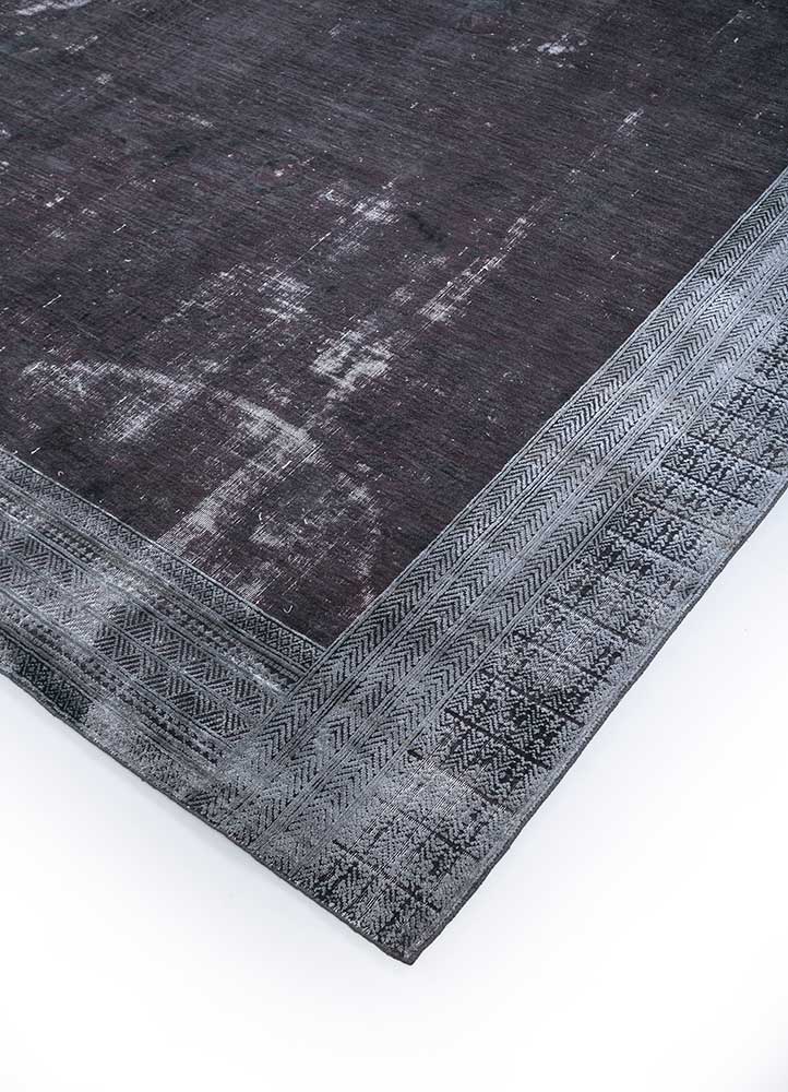 acar grey and black wool and bamboo silk Hand Loom Rug - FloorShot