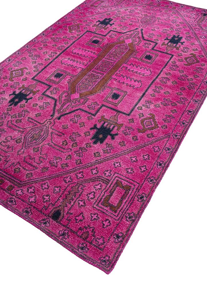 mythos pink and purple wool Hand Tufted Rug - FloorShot