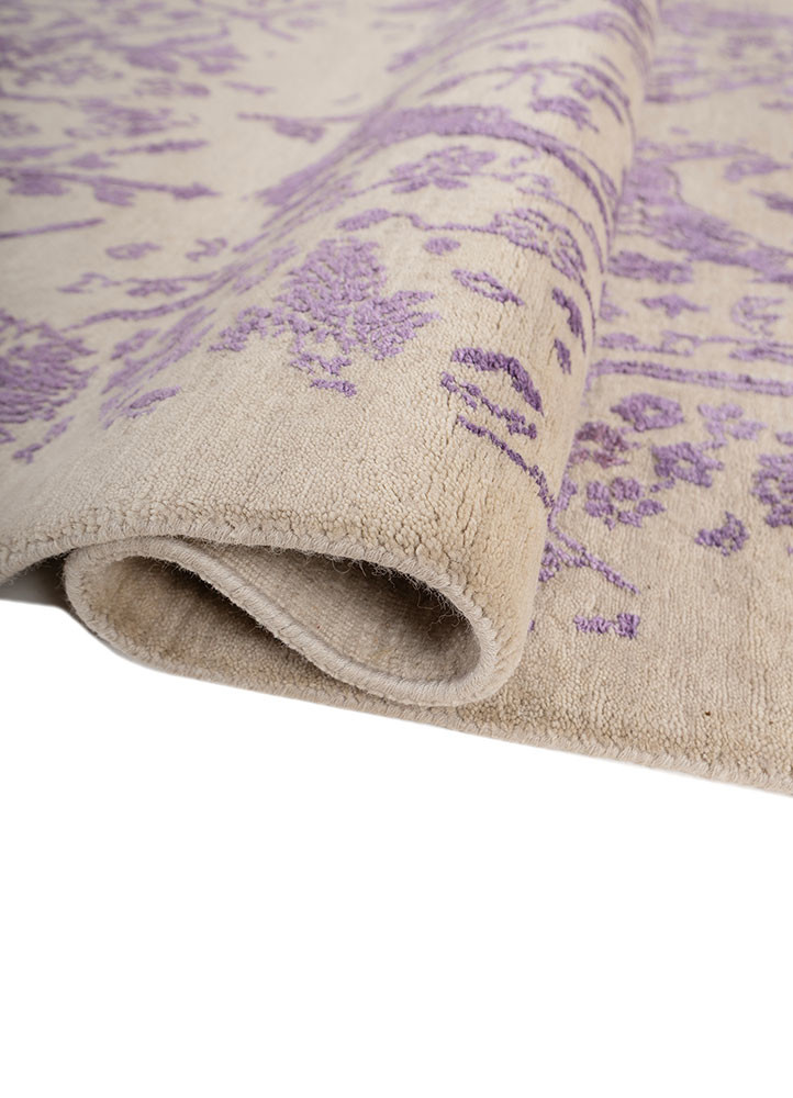 far east ivory wool and silk Hand Knotted Rug - FloorShot far east ivory wool and silk Hand Knotted Rug - FloorShot