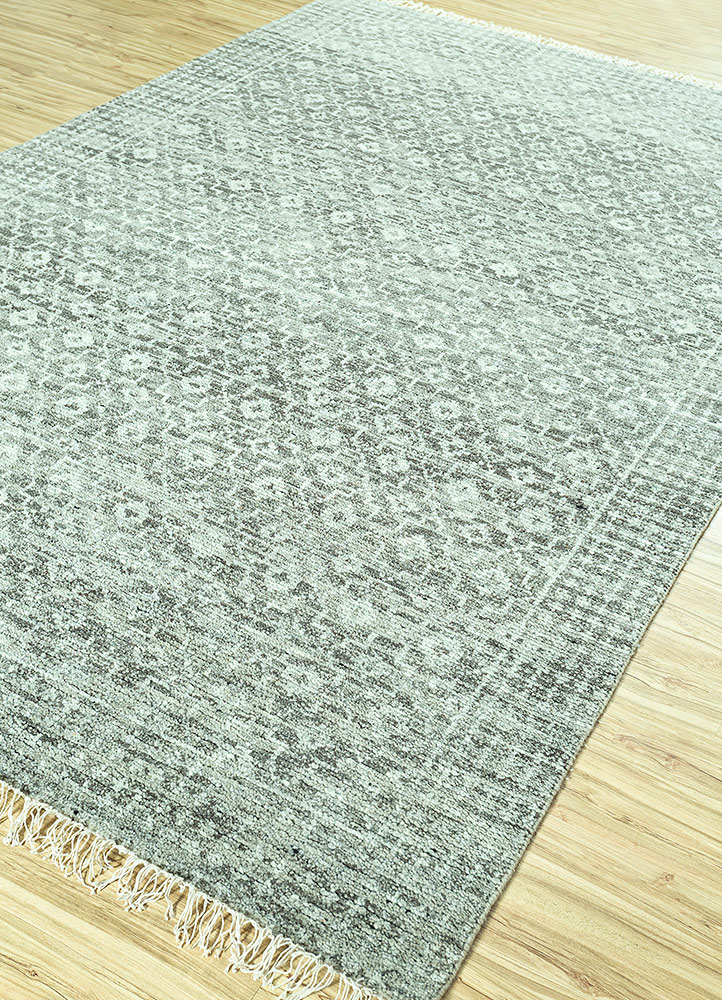 clan grey and black wool Hand Knotted Rug - FloorShot