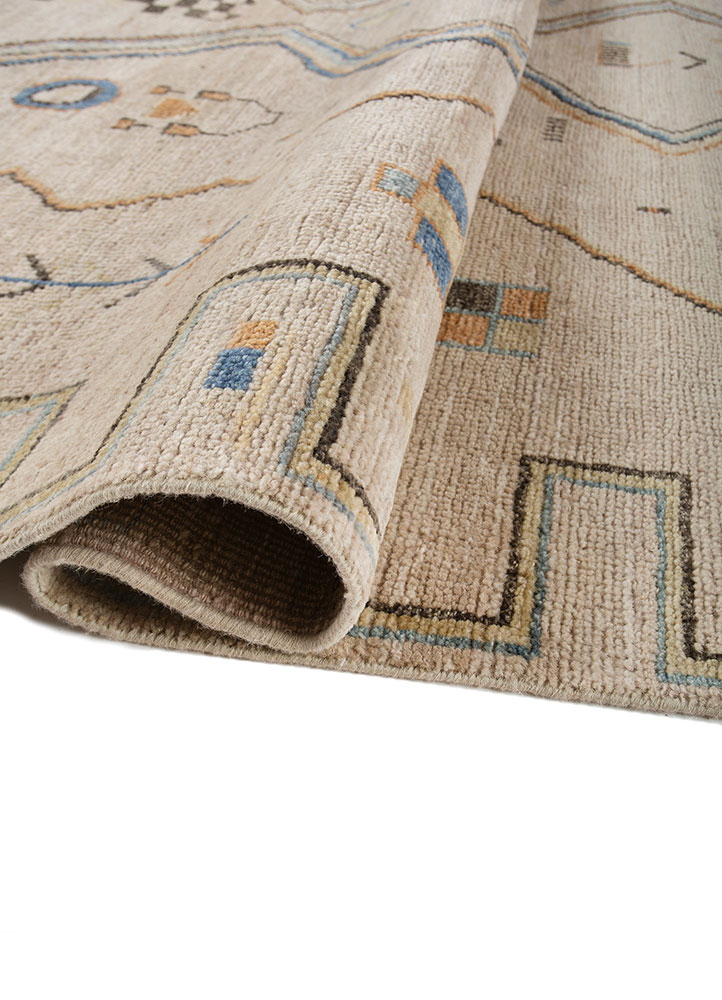 zuri beige and brown wool Hand Knotted Rug - FloorShot
