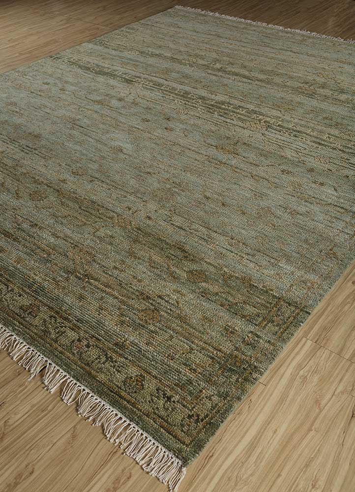 viscaya green wool Hand Knotted Rug - FloorShot