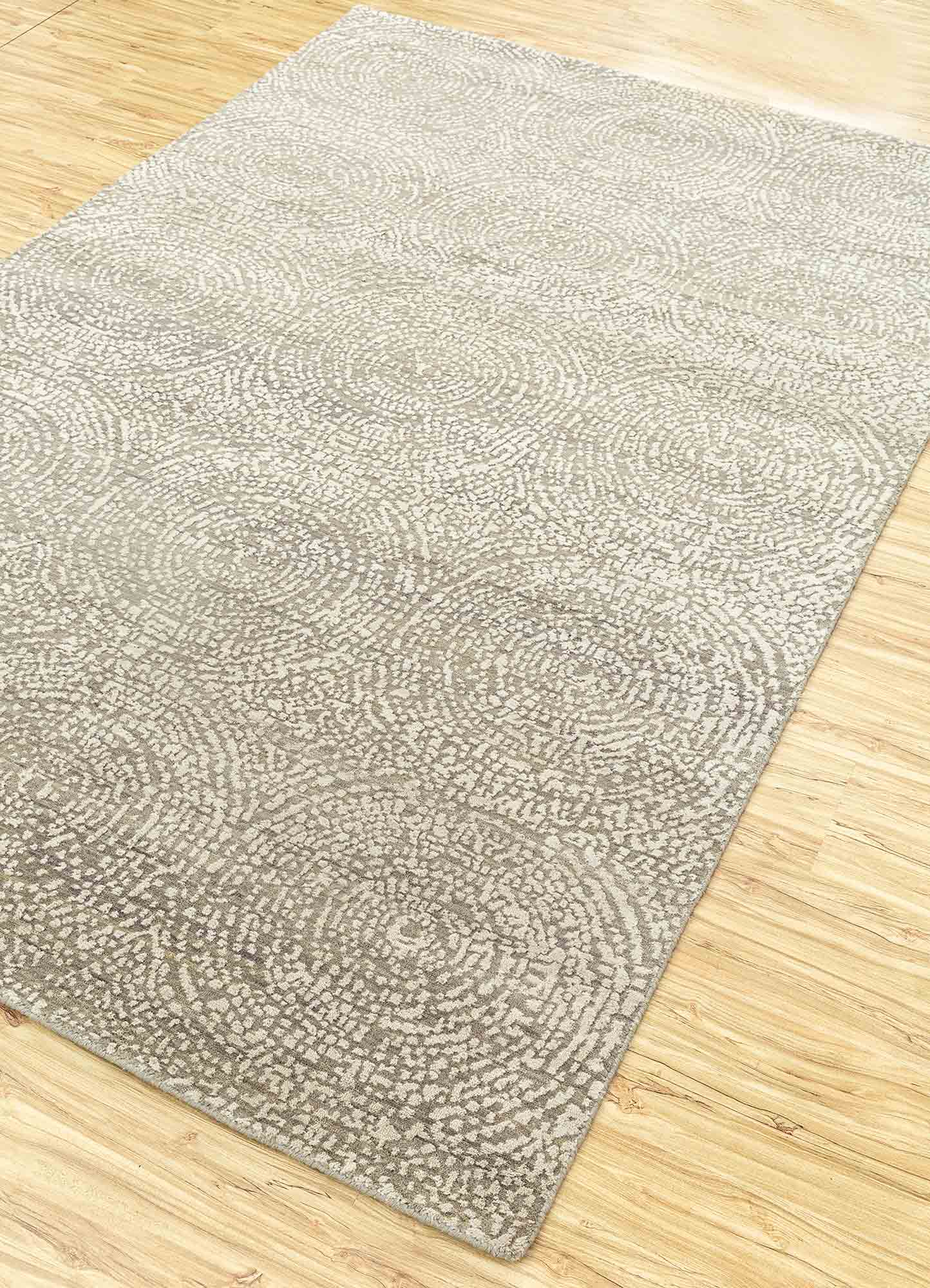 pansy beige and brown wool Hand Knotted Rug - FloorShot