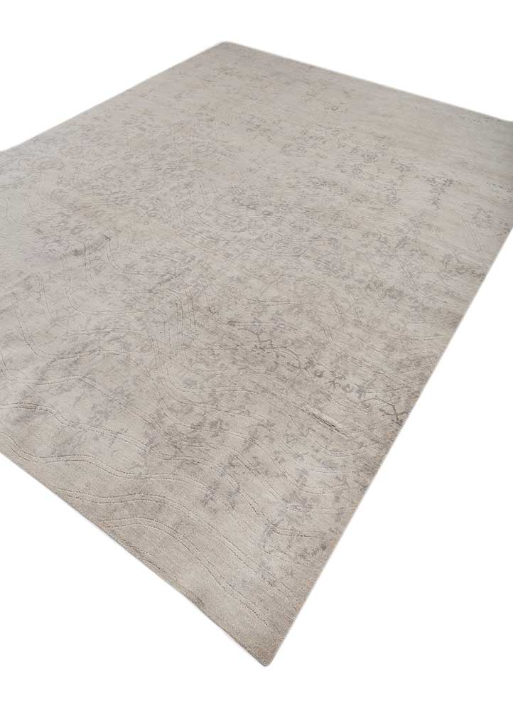 far east grey and black wool Hand Knotted Rug - FloorShot