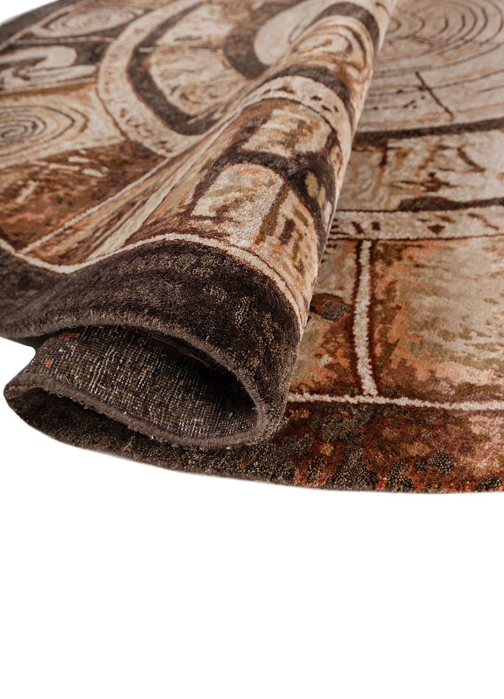 whispers of the desert red and orange wool and bamboo silk Hand Knotted Rug - FloorShot