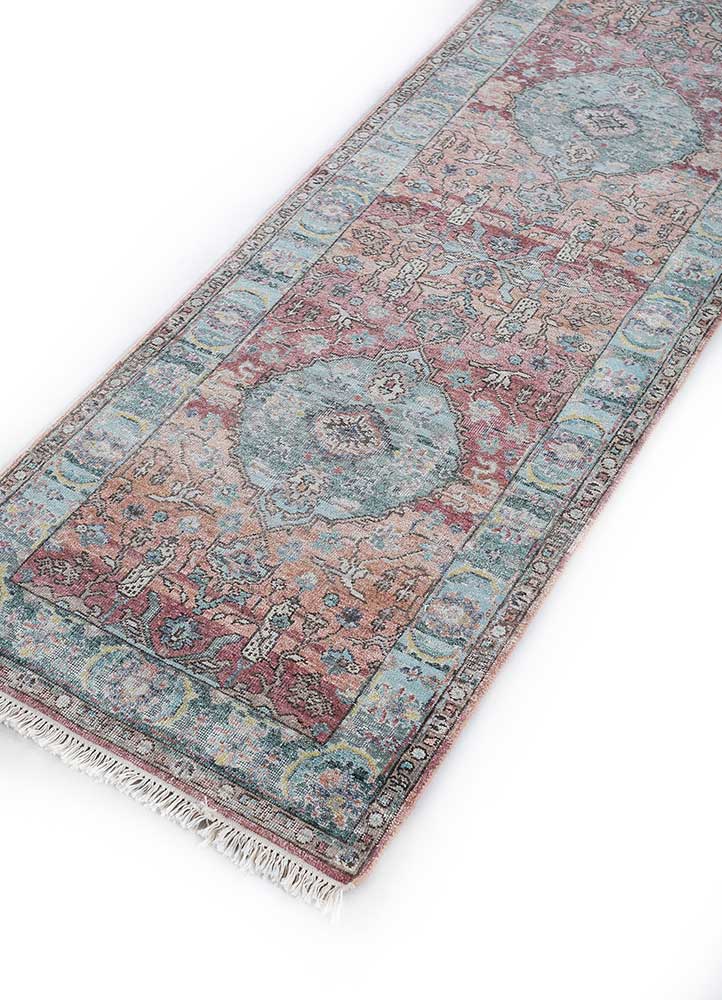 someplace in time red and orange afghan wool Hand Knotted Rug - FloorShot