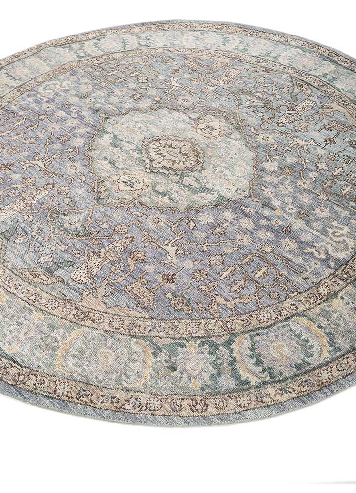 someplace in time blue wool Hand Knotted Rug - FloorShot