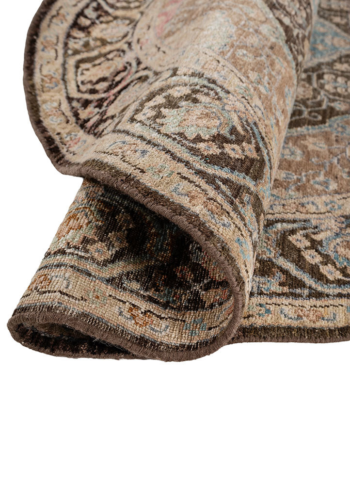 someplace in time beige and brown afghan wool Hand Knotted Rug - FloorShot someplace in time beige and brown afghan wool Hand Knotted Rug - FloorShot