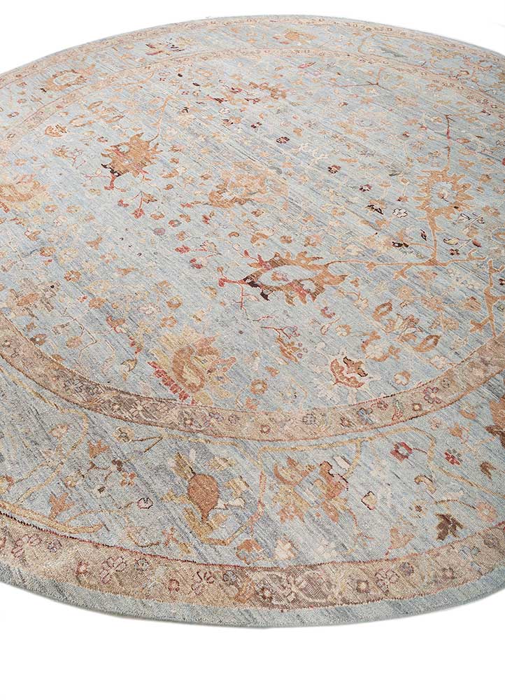 someplace in time blue wool Hand Knotted Rug - FloorShot