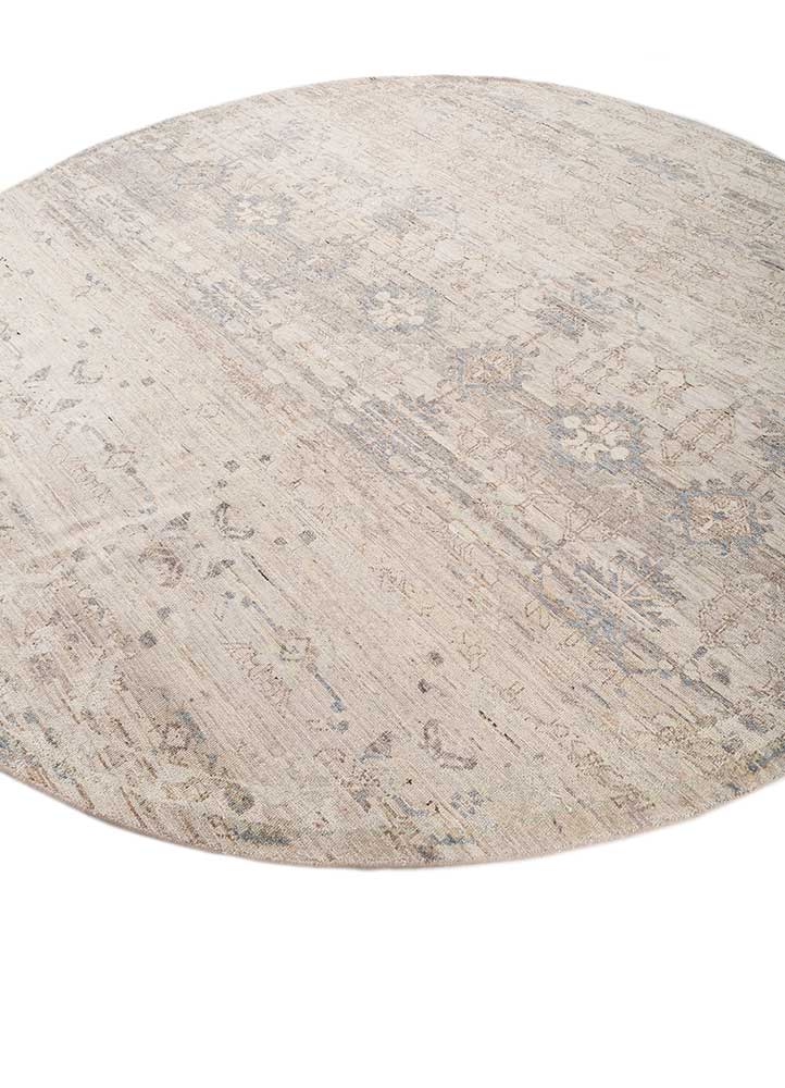 someplace in time ivory wool Hand Knotted Rug - FloorShot