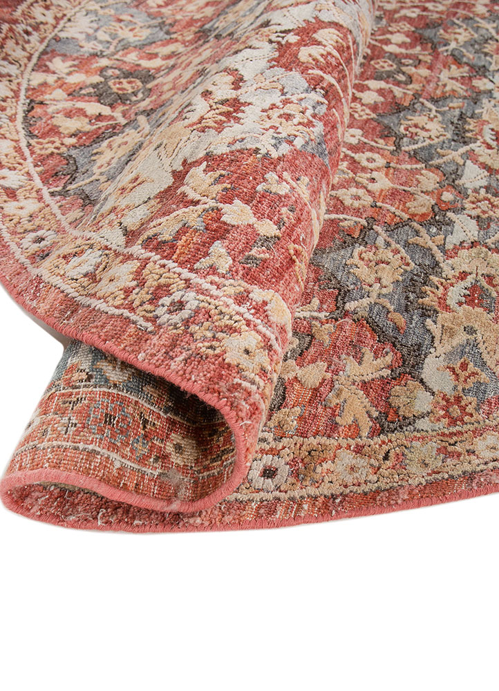 viscaya red and orange wool and silk Hand Knotted Rug - FloorShot