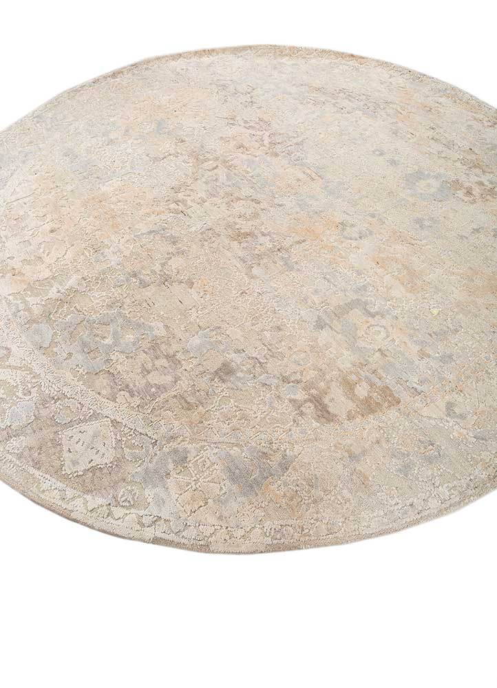 viscaya ivory afghan wool and silk Hand Knotted Rug - FloorShot