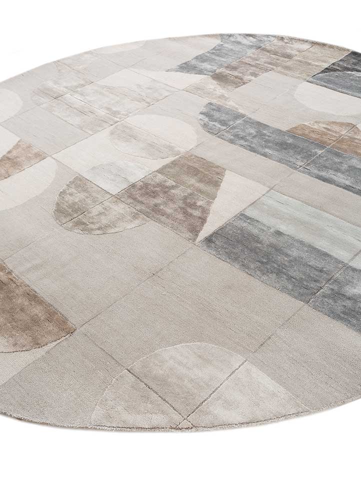 chaos theory by kavi grey and black wool and bamboo silk Hand Knotted Rug - FloorShot