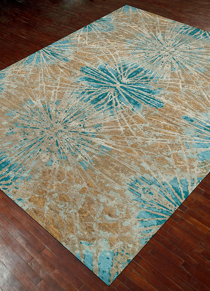 chaos theory by kavi green wool and bamboo silk Hand Knotted Rug - FloorShot