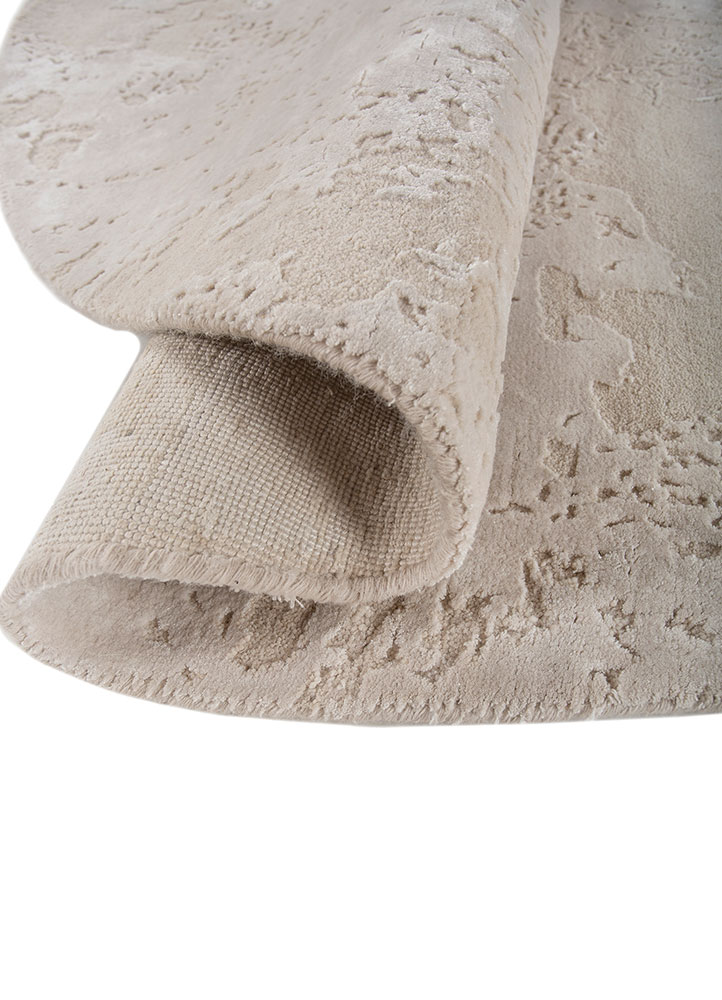 chaos theory by kavi ivory wool and bamboo silk Hand Knotted Rug - FloorShot